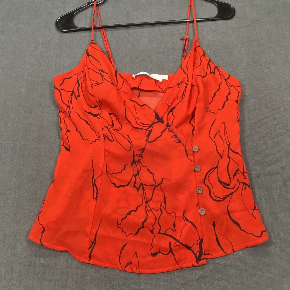 ASTR The Label Red Floral Sleeveless Button Front Camisole Top Womens Medium